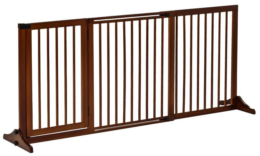PawHut Barierka Ochronna Drewniana Konfigurowalna Szyna Bezpieczeństwa dla Psów Sosnowa Brązowa 71x113-166cm | Aosom PL
