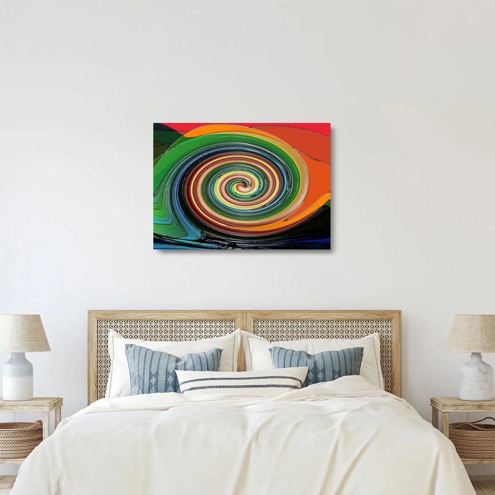 Obraz na szkle - abstrakcyjny obraz - kolorowa spirala (70x50 cm)