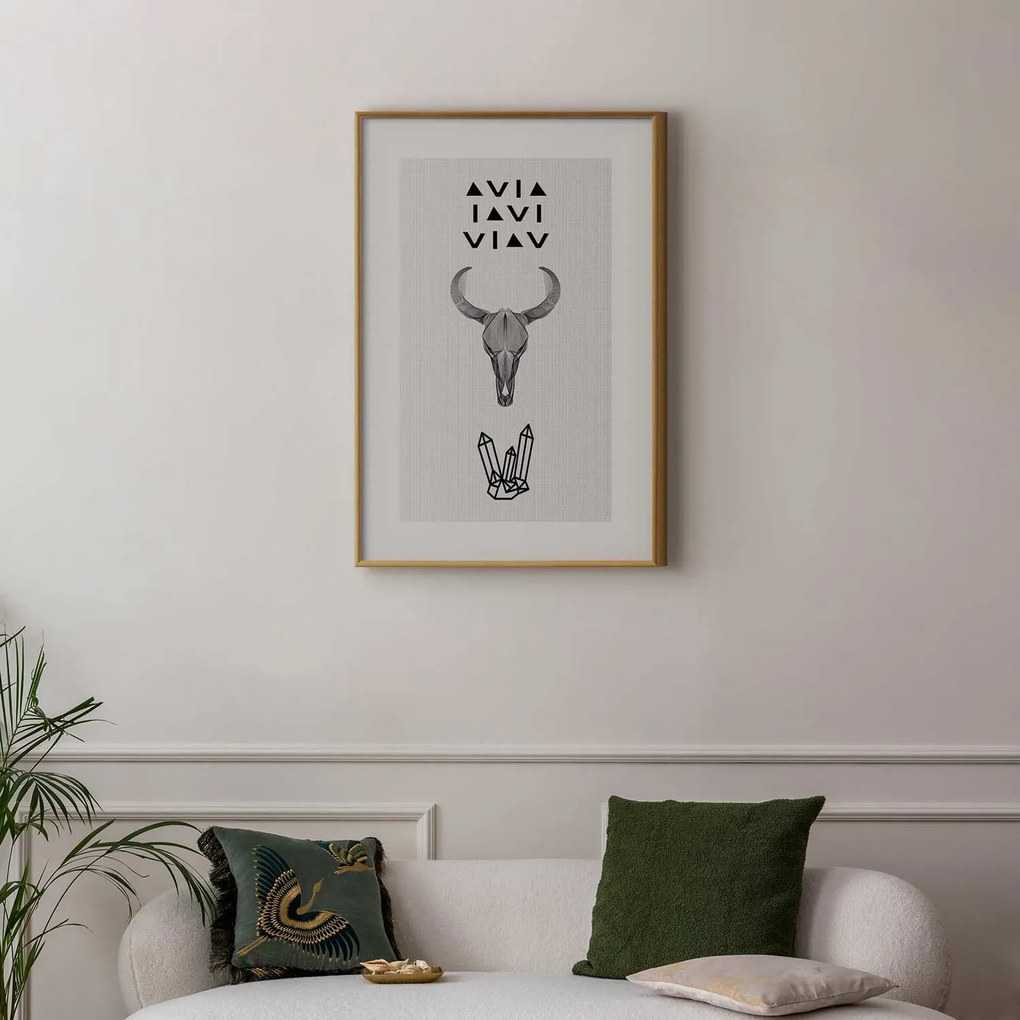 Plakat Zwierzęca czaszka 21x30 cm z ramą złotą bez marginesu ARTGEIST B