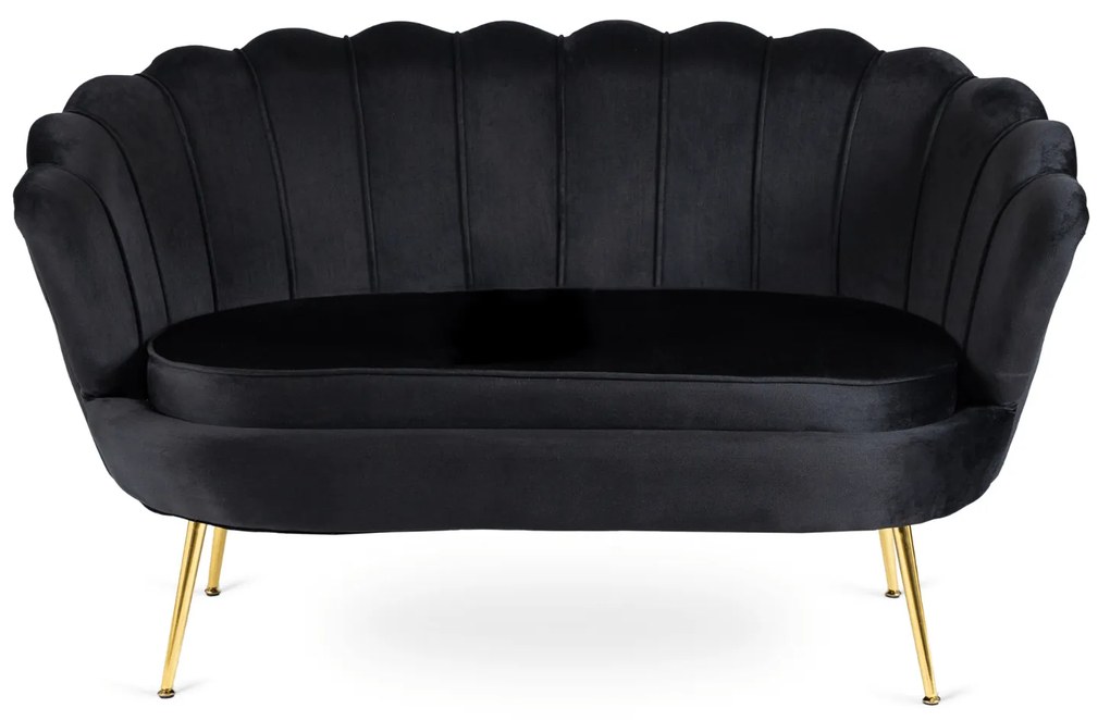 Sofa ZENDAYA Dwuosobowa Czarna Muszelka Glamour do Salonu