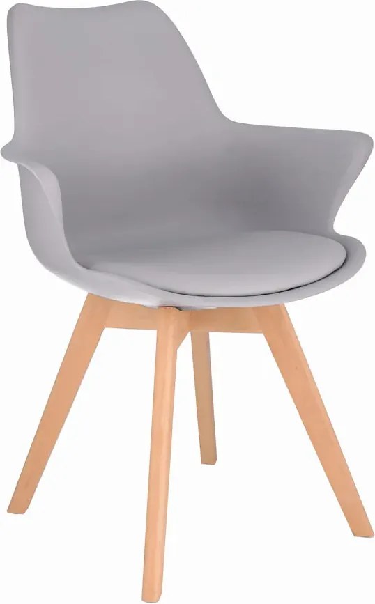Szare minimalistyczne krzesło na bukowych nogach D3-C55
