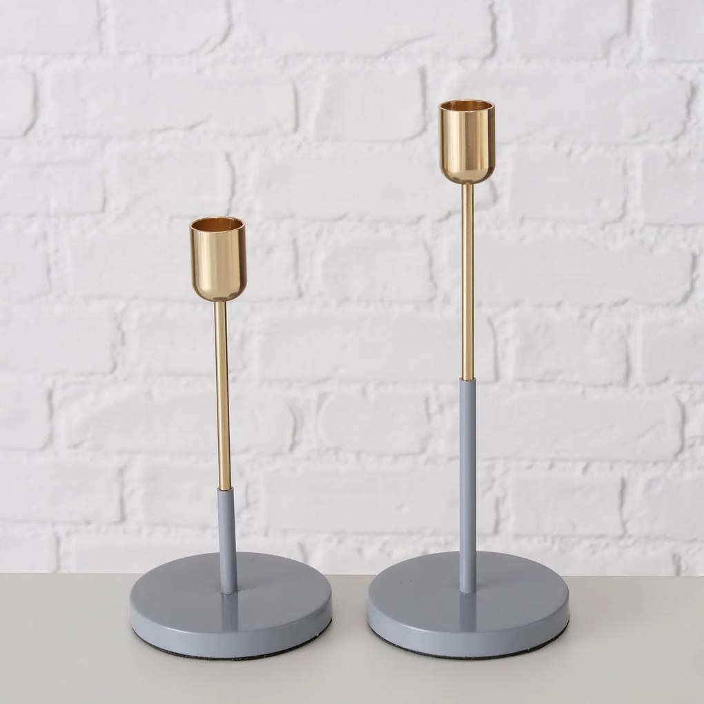 Świeczniki metalowe na jedną świecę TELMO, 2 sztuki