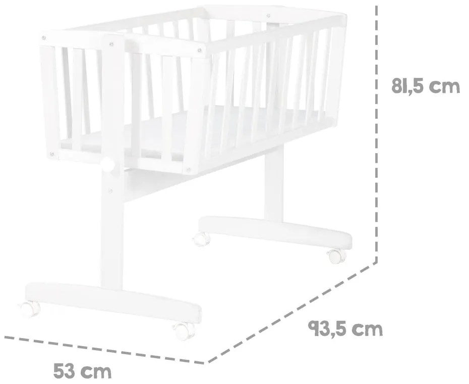 Biała kołyska na kółkach 40x90 cm – Roba