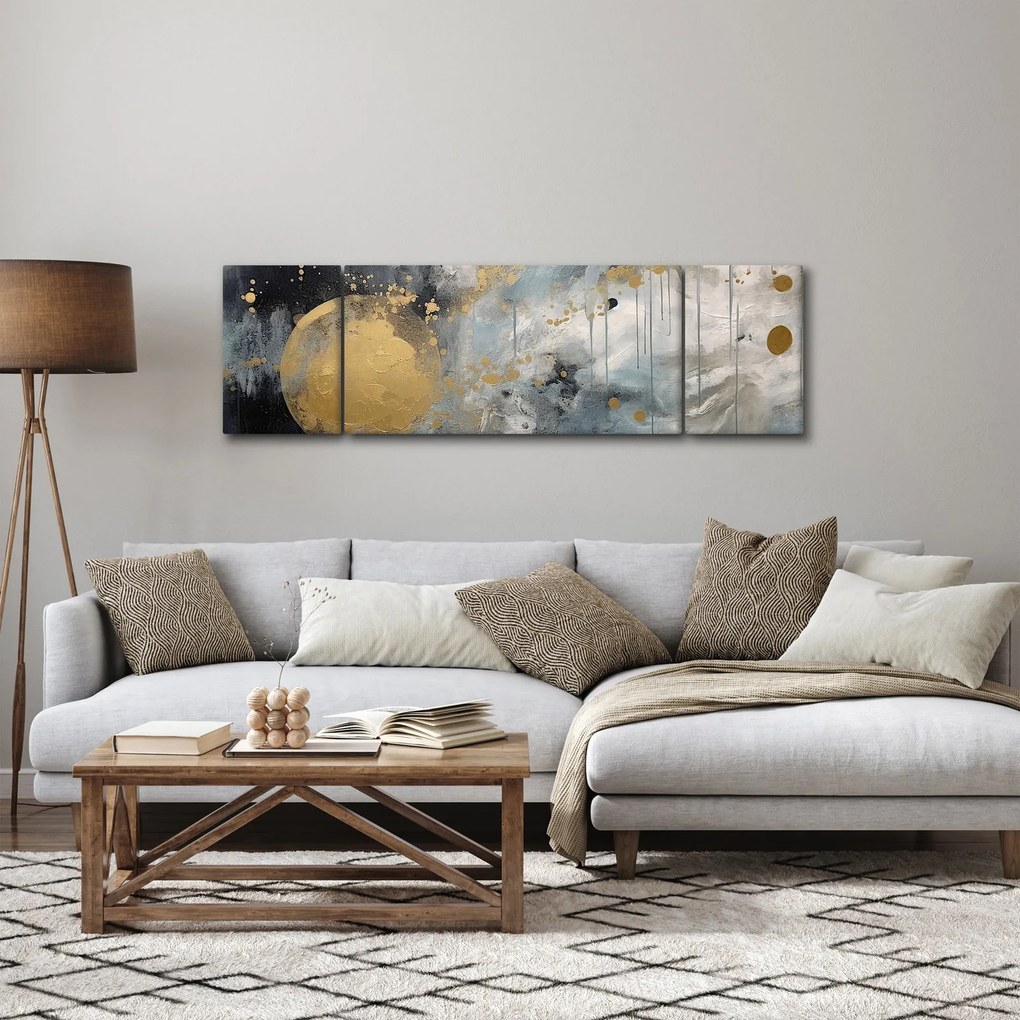 Obraz - Abstrakcja ze złotą kulą (170x50 cm)