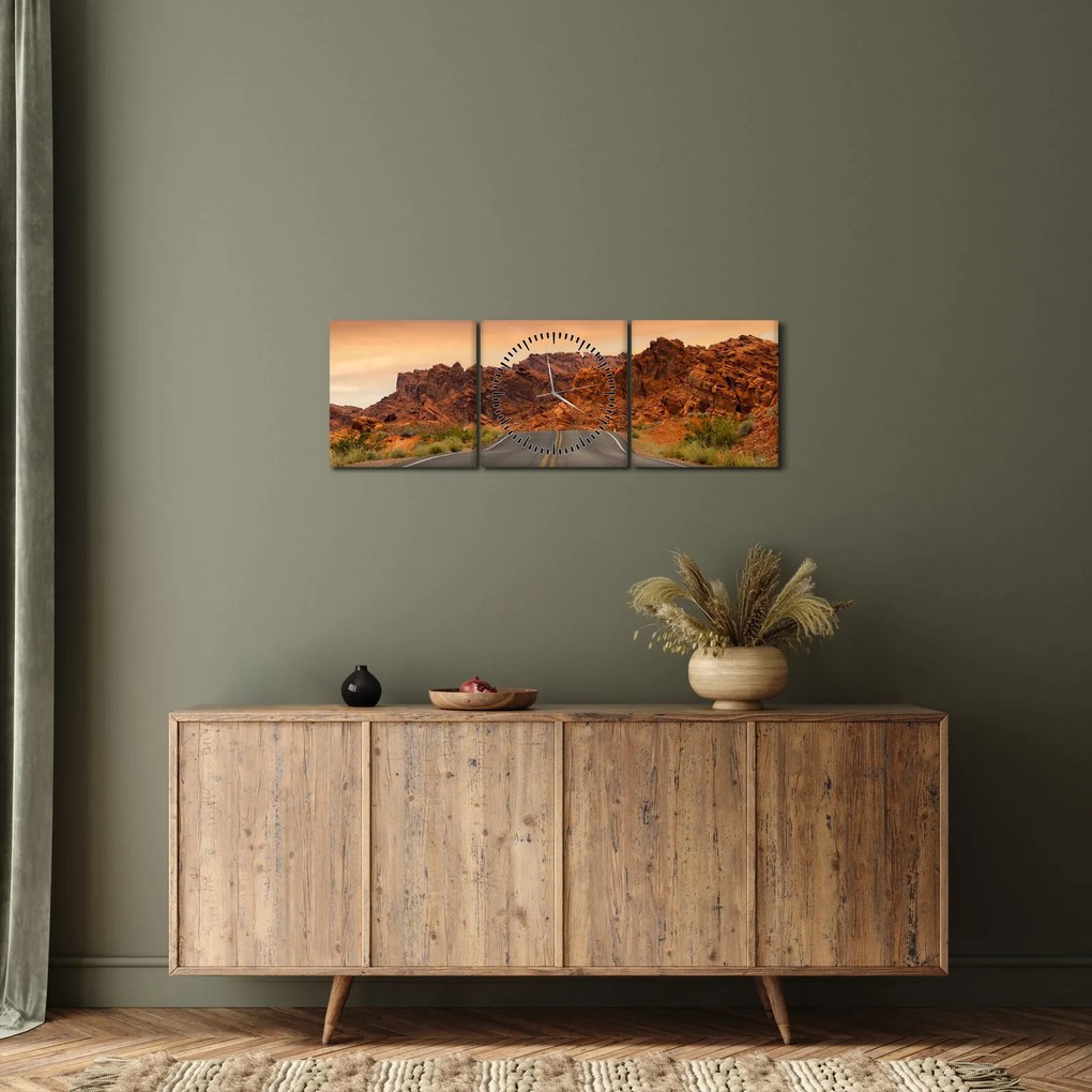 Obraz drogi w górach (z zegarem) (90x30 cm)