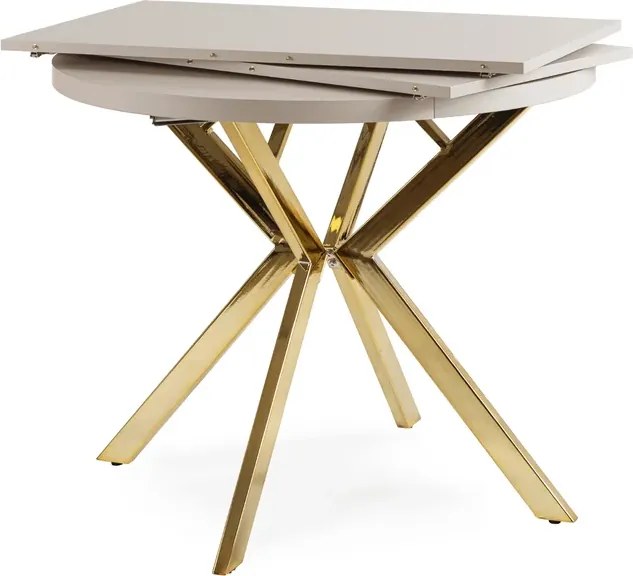 Stół Okrągły Rozkładany LUGO 90-190 cm Kaszmir/Złoty Glamour