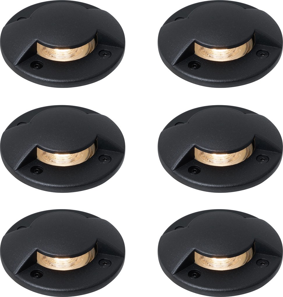 Zestaw 6 nowoczesnych reflektorów gruntowych czarnych GU10 50mm z efektem 2-światła IP65 - Cellar