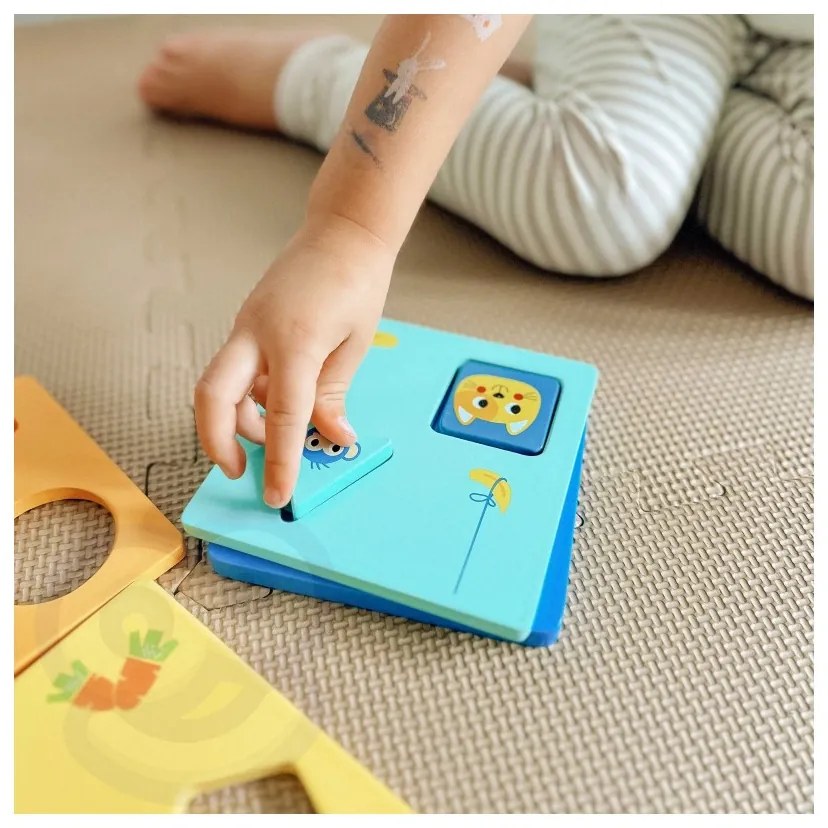 Tooky toy układanka montessori kształty i kolory zwierzątka 6 planszy fsc