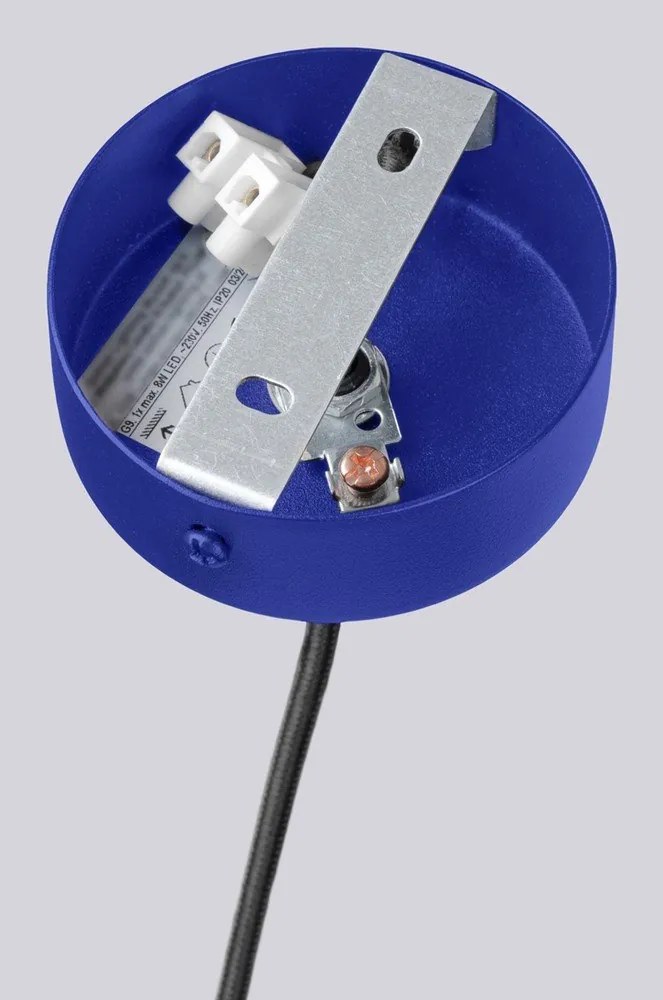 Niebieska lampa wisząca ze szklanym kloszem Orbital – Sollux