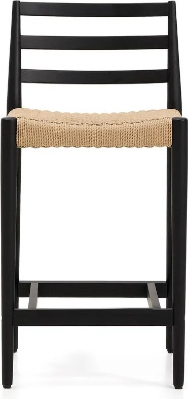 Czarno-naturalny hoker z litego drewna dębowego (wysokość siedziska 65 cm) Analy – Kave Home