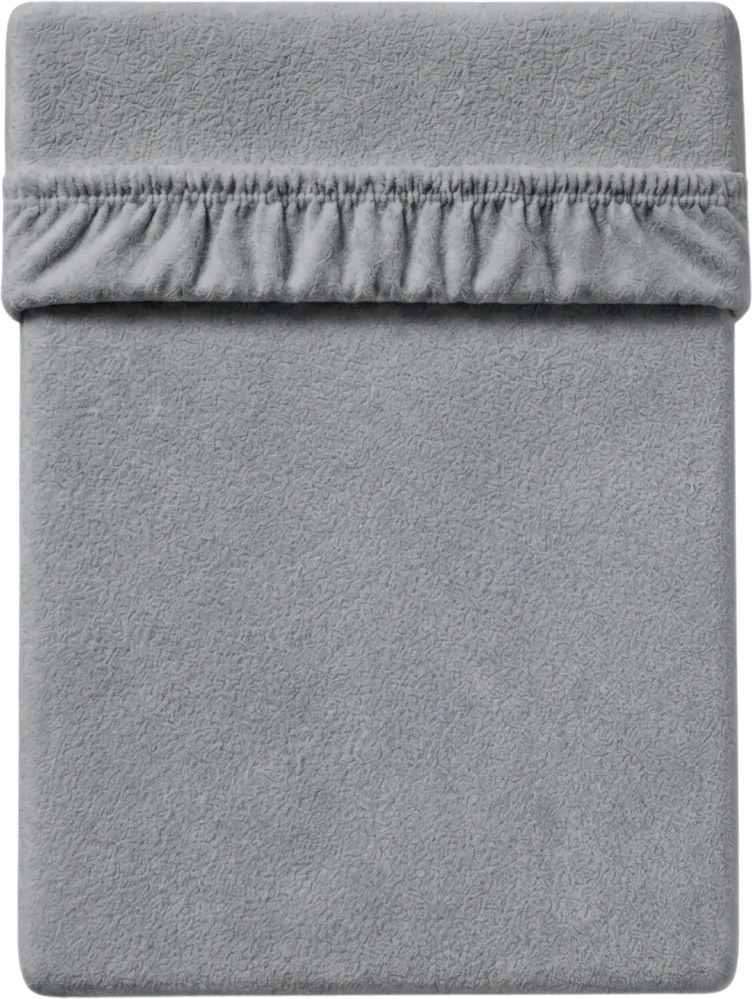 PrzytulneMieszkanie.pl Prześcieradło z gumką MOLTON z polaru szare 90 x 200 cm