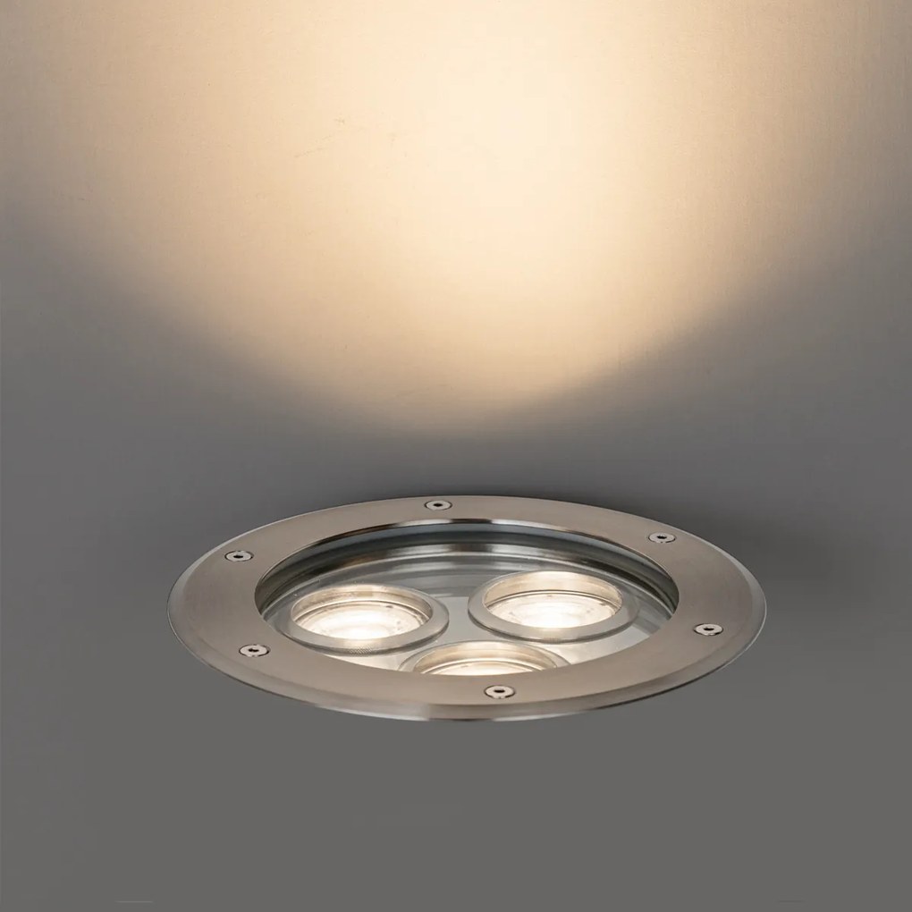 Nowoczesny reflektor naziemny stalowy 3-światłowy IP65 - Tribus