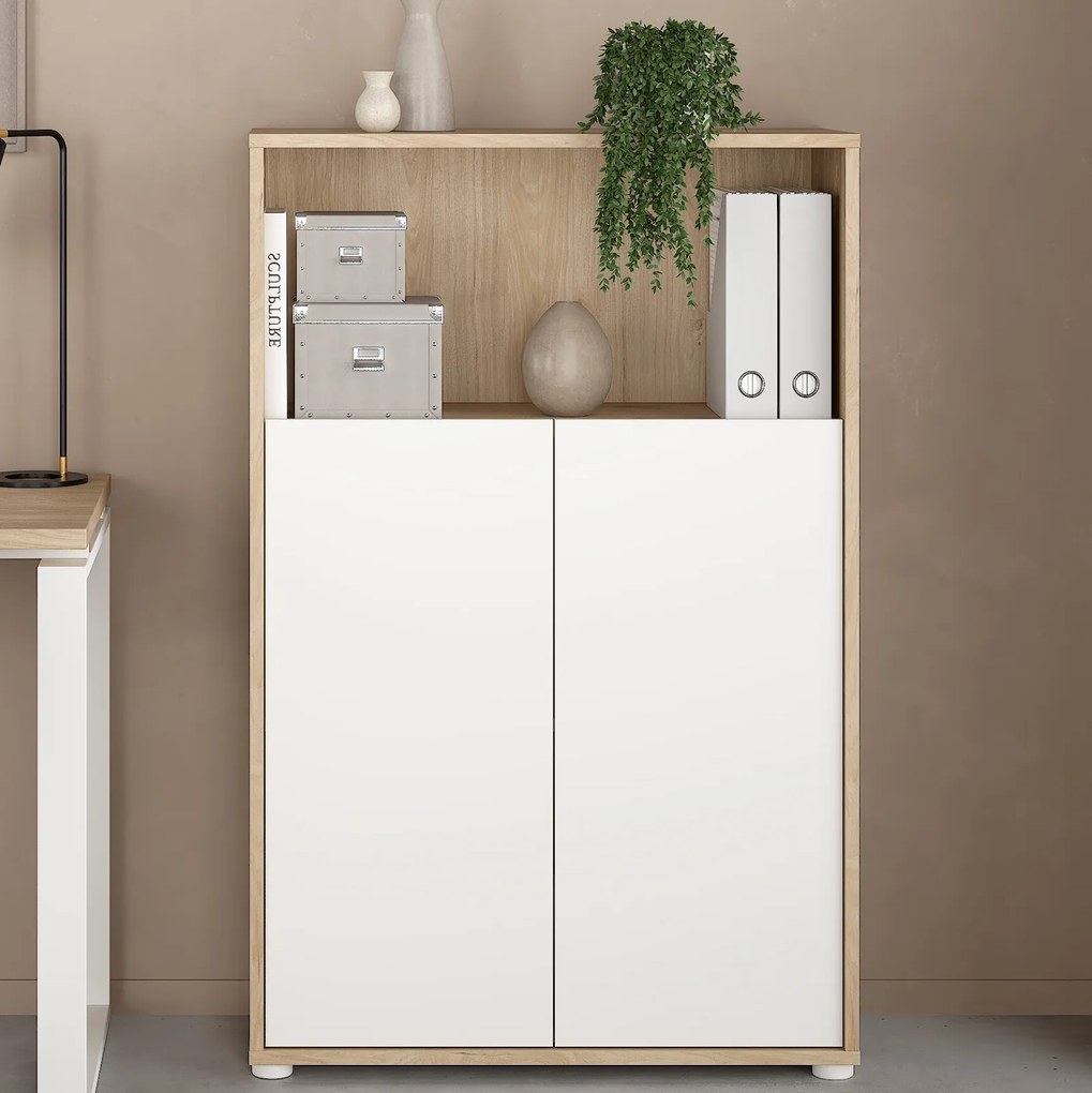 Dwudrzwiowa komoda biurowa Sign jackson hickory/biały mat