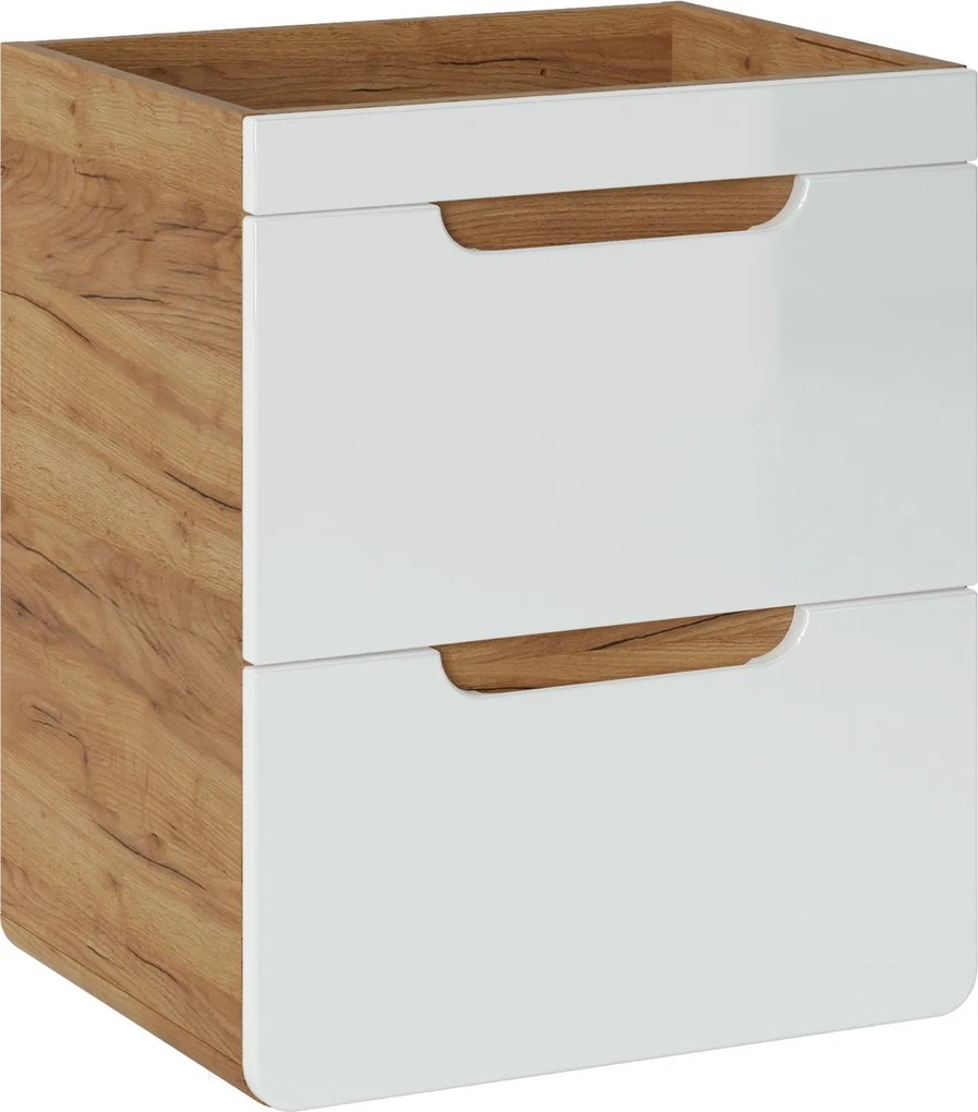 Szafka umywalkowa 50 cm, Aruba 824 FSC, dąb craft złoty/biały połysk