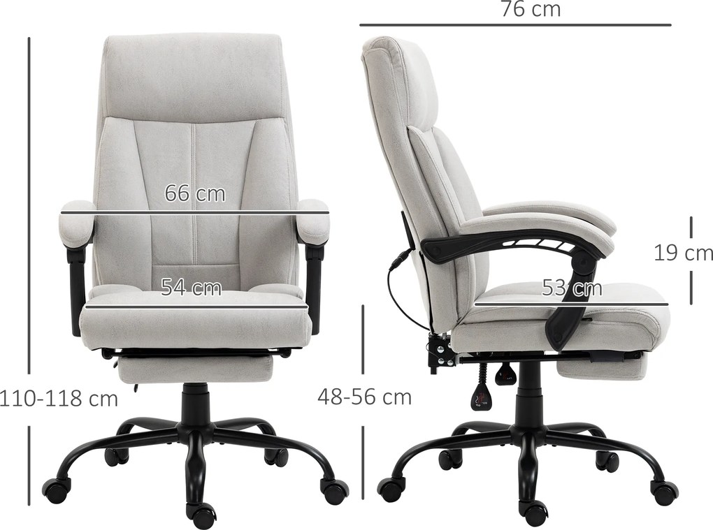 Vinsetto Fotel biurowy z masażerem regulowane siedzisko funkcja masażu jasnoszary | Aosom PL
