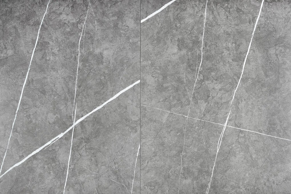 MUSCAT stół rozkładany 120-160/120/76 cm popielaty marmur, jasny popiel złoty glamour 5/8 os