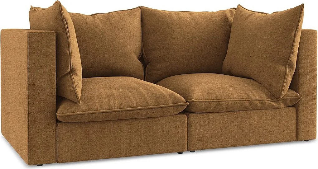 2-osobowa kanapa modułowa - z tkaniny strukturalnej - terakota - MANAO