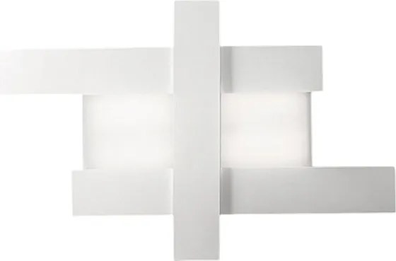 Nowoczesny design, biała lampa ścienna LED 40W - geometryczna konstrukcja stalowa, ciepłe światło 3000K, 2620lm, szerokość 84 cm, IP20
