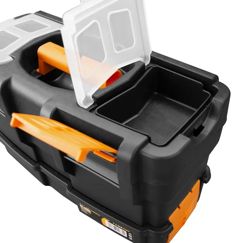 Plastikowe walizki na narzędzia z dodatkowym pojemnikiem