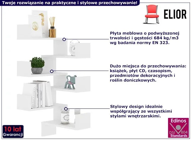 Zestaw 2 Białych Półek Narożnych P5-W47