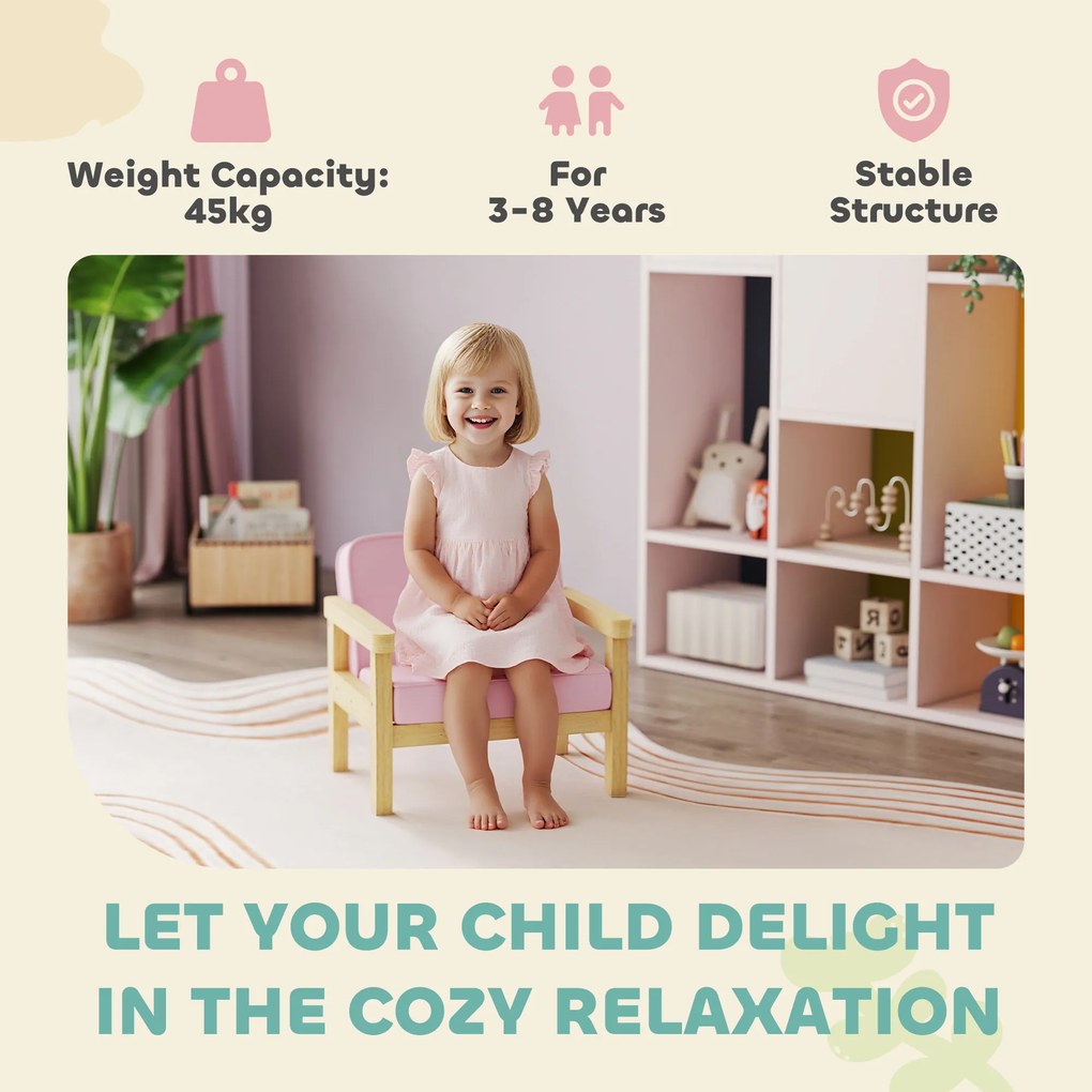 Fotel Dziecięcy AIYAPLAY - Różowy, Idealny do Pokoju Dziecięcego