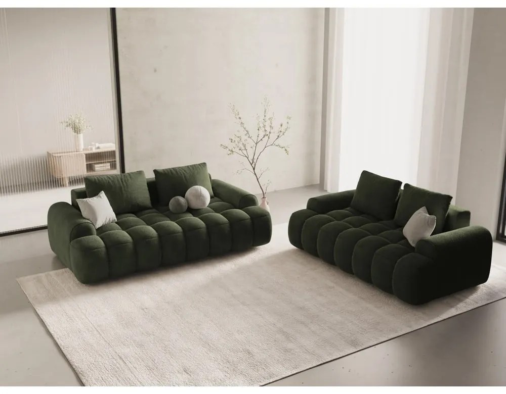 Zielona aksamitna sofa 200 cm Linz – Cosmopolitan Design