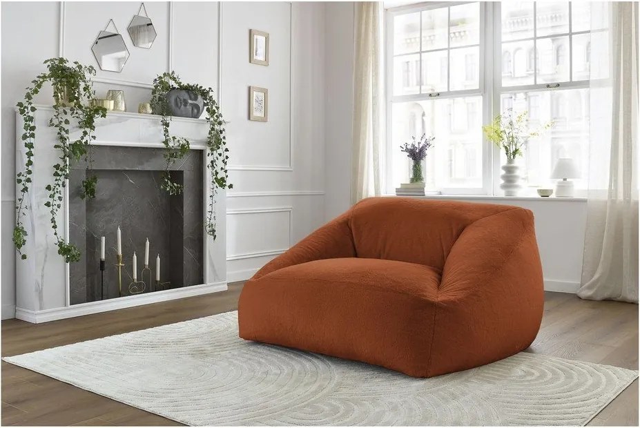 Pomarańczowy worek do siedzenia z imitacji futra Lilibet – Bobochic Paris