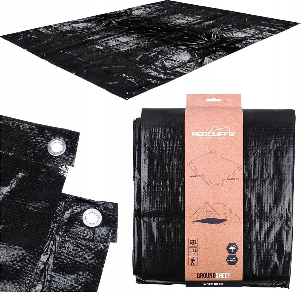 Redcliffs Plandeka namiotowa, 3 x 4 m, czarny, 3 x 4 m