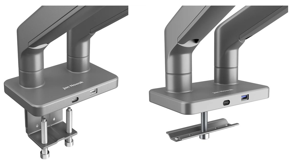 Metalowy uchwyt na dwa monitory JAKE, szary