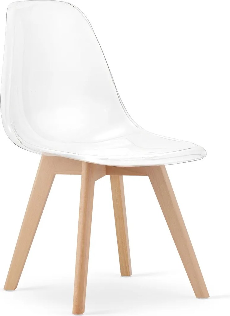 PROMOCJA Przezroczyste krzesło KITO z bukowymi nogami II gatunek