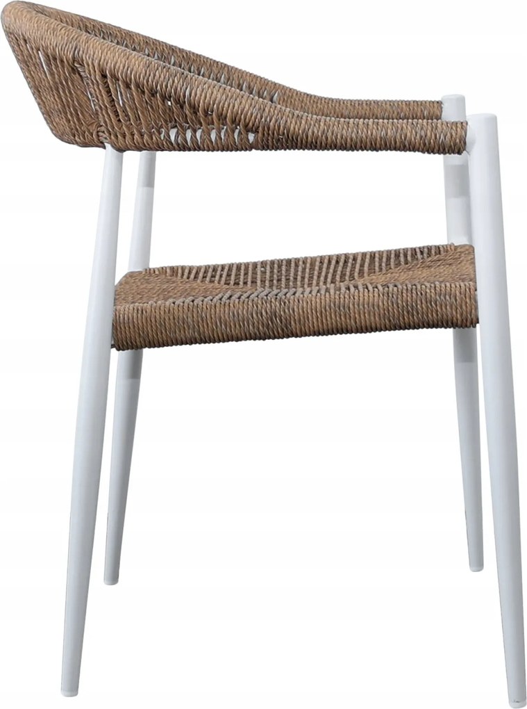 Krzesło Ogrodowe Białe 56x60x78 cm Plecione Brązowe Sznurki Nowoczesne