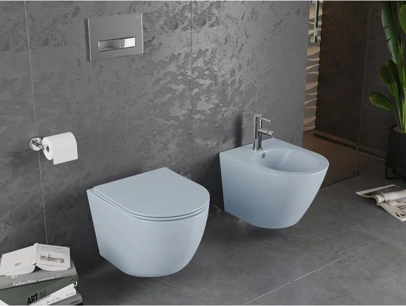Mexen Lena miska wc Rimless z deską wolnoopadającą slim, duroplast, szara-niebieska mat - 30224069