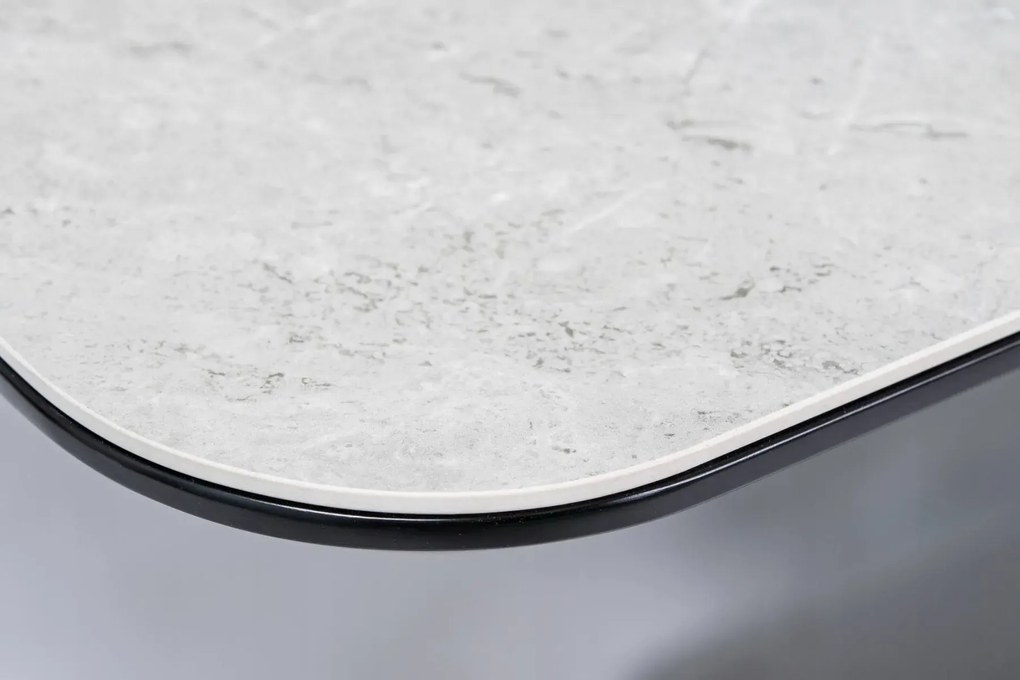 STÓŁ PALLAS CERAMIC SZARY EFEKT MARMURU/CZARNY MAT 160(210)x90 SIGNAL