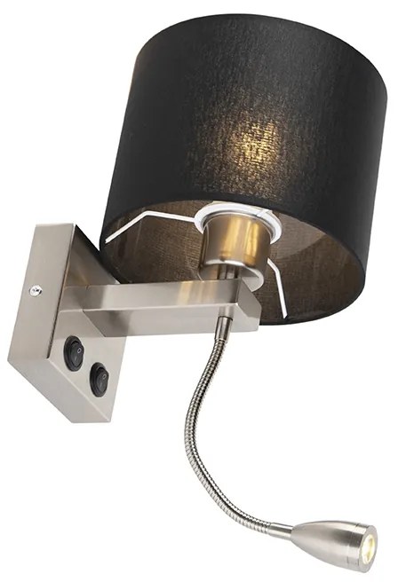 Nowoczesna lampa ścienna stalowa z czarnym kloszem - Brescia Nowoczesny Oswietlenie wewnetrzne