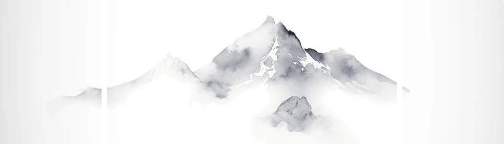Obraz - Obraz gór namalowany tuszem (170x50 cm)