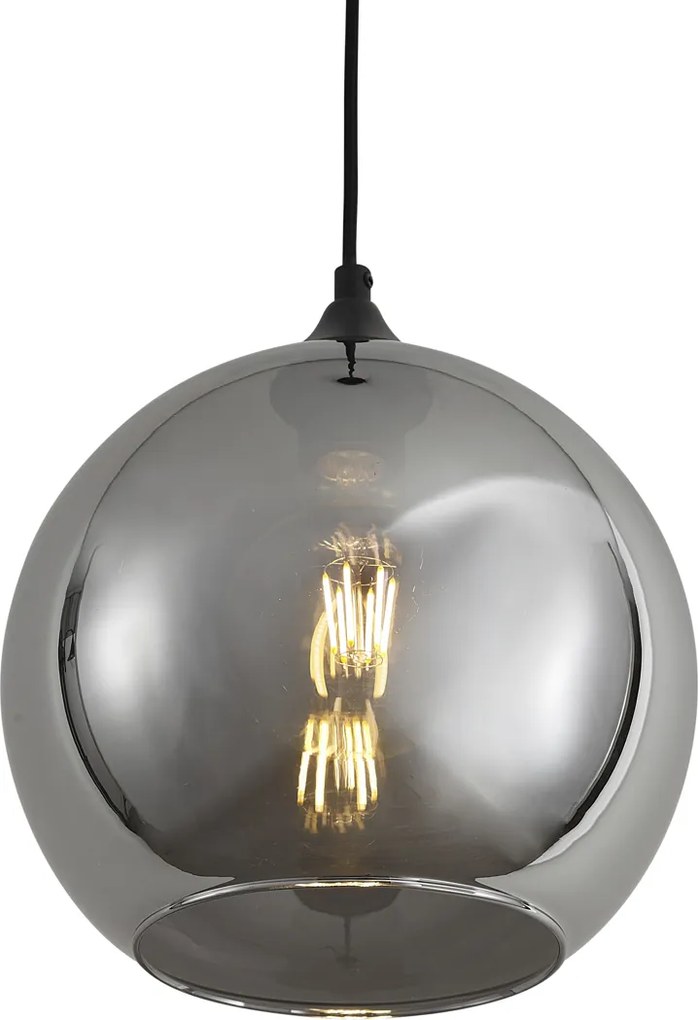 Lampa wisząca Art Deco czarna z przydymionym szkłem - Wallace