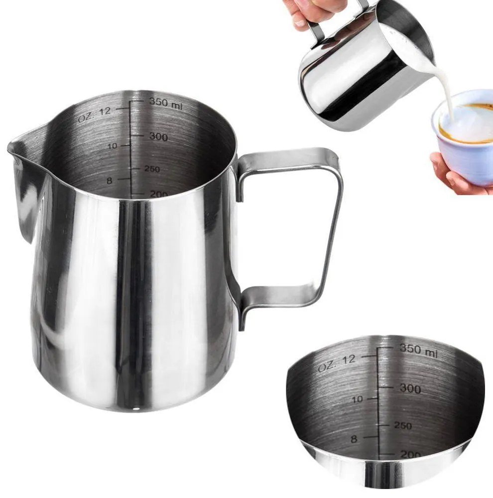 Mlecznik stalowy z uchwytem i miarką 350 ml
