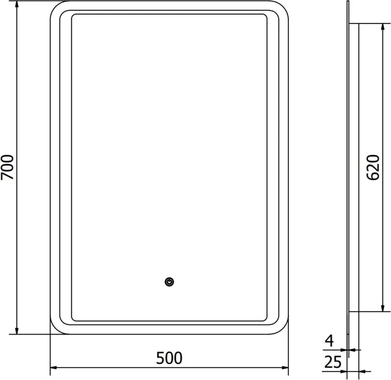 Mexen Zusa lustro łazienkowe podświetlane 50 x 70 cm, LED 6000K, antypara - 9808-050-070-611-00