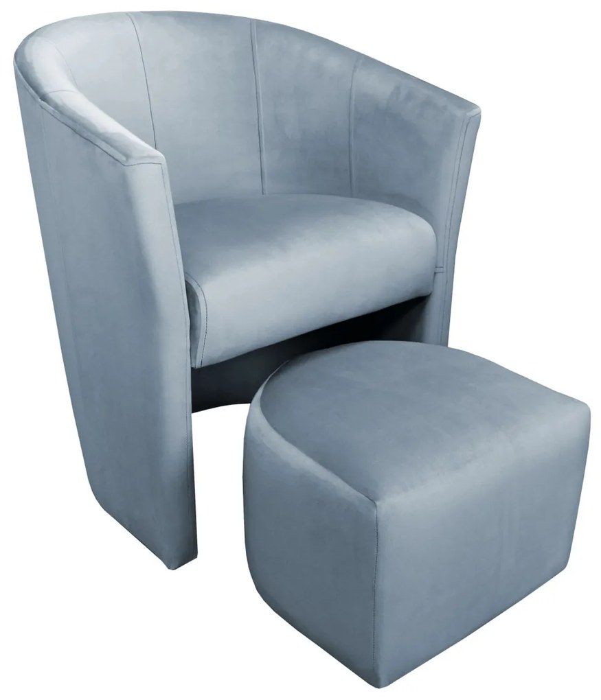 Fotel CLUB z podnóżkiem tkanina Welur