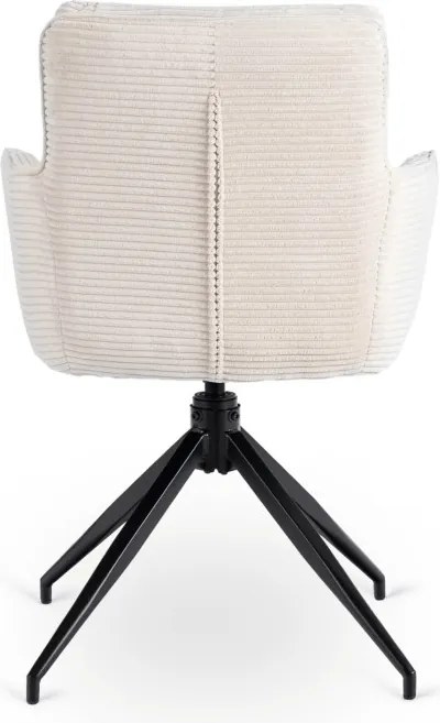 Krzesło Tapicerowane Obrotowe do Salonu AKITA Kremowe Sztruksowe Nowoczesne