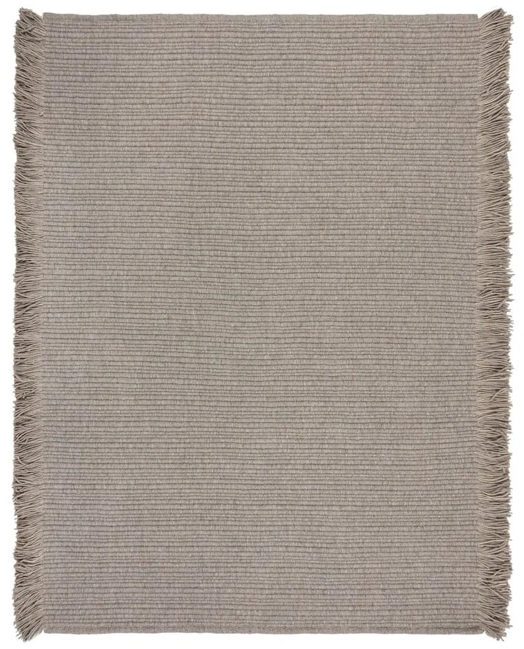 Szary dywan z mieszanki wełny tkany ręcznie 200x290 cm Rene Fringed Ribbed – Flair Rugs
