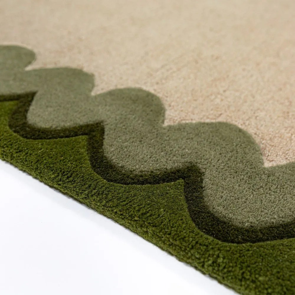 Zielony/w naturalnym kolorze wełniany dywan tkany ręcznie 200x290 cm Wiggle Wool – Flair Rugs
