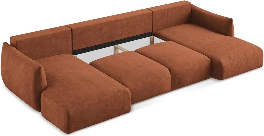 Rozkładany narożnik z tkaniny szenilowej (w kształcie litery U) w kolorze terakoty Leila – Makamii