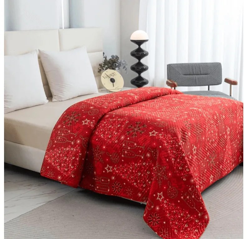 Narzuta na łóżko CHRISTMAS MAGIC, czerwona Rozmiar: 220 x 240 cm