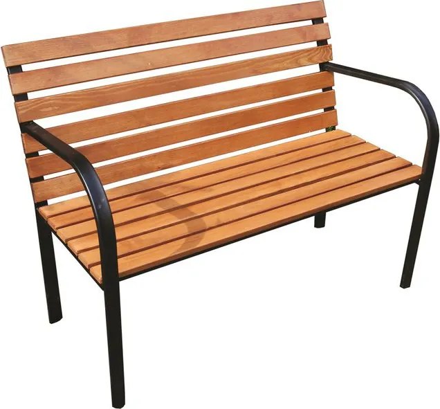 Drewniana ławka parkowa z żelazną ramą