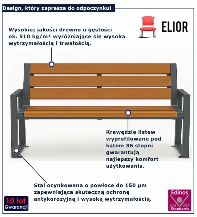Ogrodowa ławka w kolorze orzech F6-T52