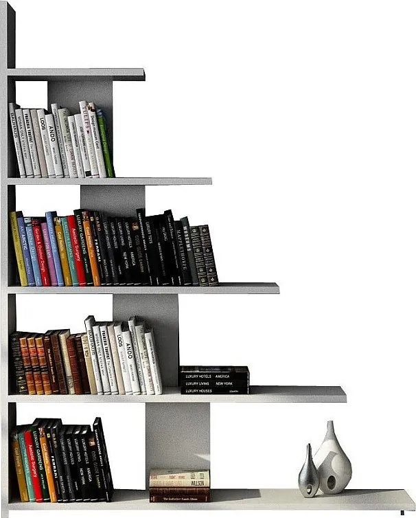 Nowoczesny regał na książki – 121,8 cm x 120 cm x 19,5 cm – biały – płyta wiórowa pokryta melaminą