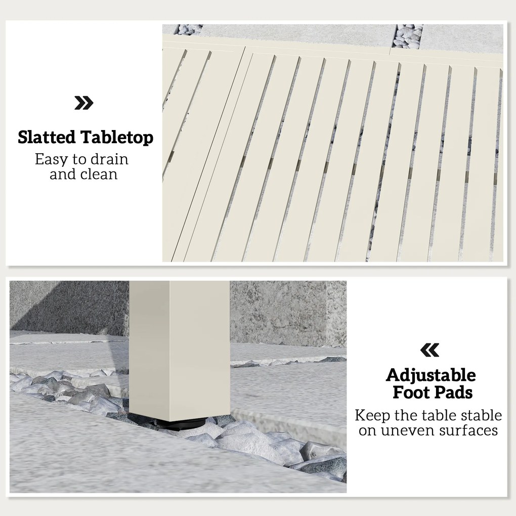 Outsunny Stół Ogrodowy Rozkładany 150/225 x 85 cm Aluminiowy Stół Jadalniany dla 6-8 Osób, Prostokątny z Listwami | Aosom PL