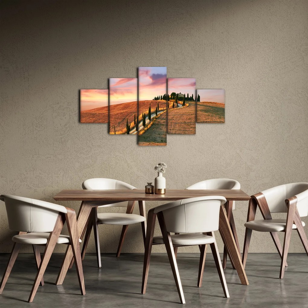 Obraz - Dom na wzgórzu, Toskania, Włochy (125x70 cm)