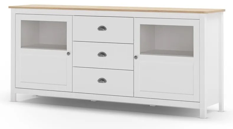 Biała niska komoda z litego drewna sosnowego 180x80 cm Misti – Marckeric